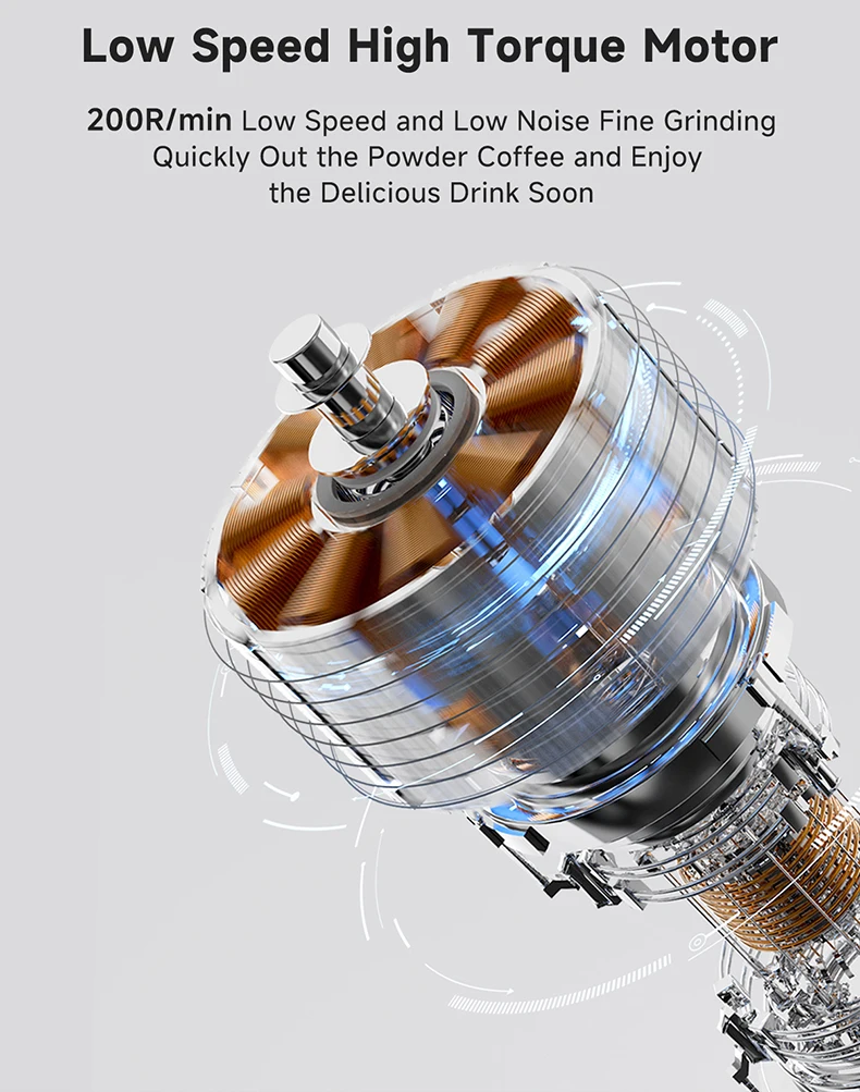 STARSEEKER EDGE PLUS Electric Coffee Grinder 63MM Titanium Burr Stepless Fineness Adjustment Removable Magnetic Suction Port