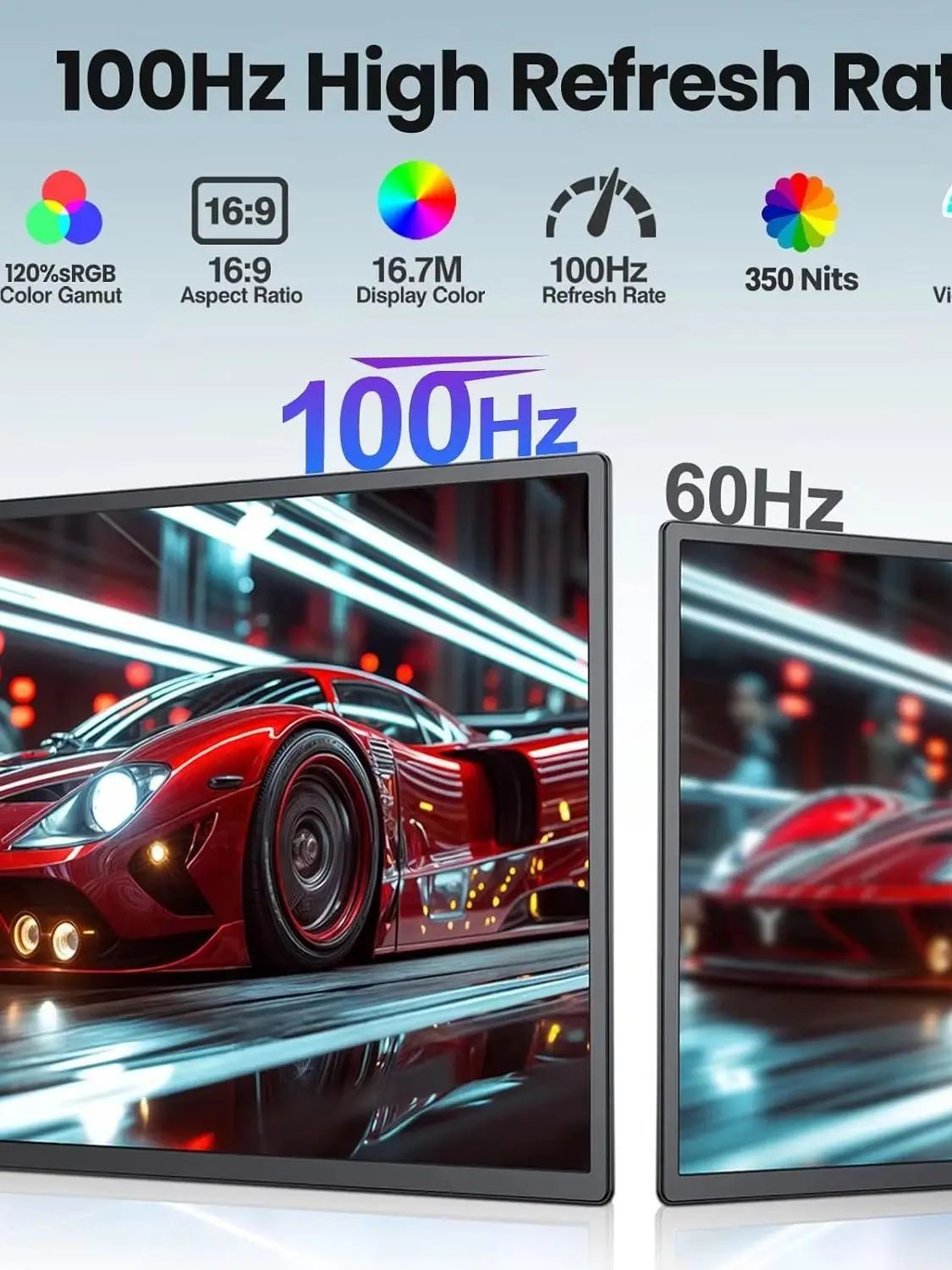 UPERFECT 21,4" tragbarer Monitor 100Hz 1080P FHD VA Freesync 120% sRGB USB-C HDMI Plug And Play Gaming-Bildschirm Externes Display Dual Lautsprecher Verstellbarer Ständer für PC Laptop Mac Telefon