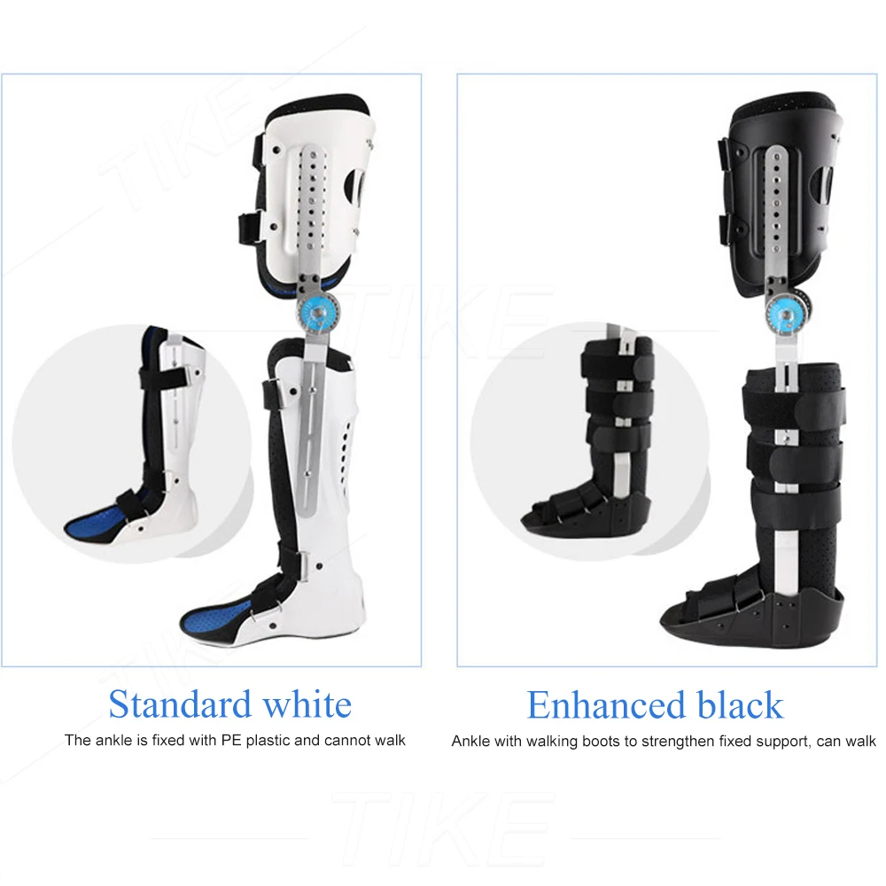 Tike Romヒンジ付き膝足サポートブレース装具関節スタビライザー、調整可能なポストトップ膝フル脚イモビライザープロテクタースプリント