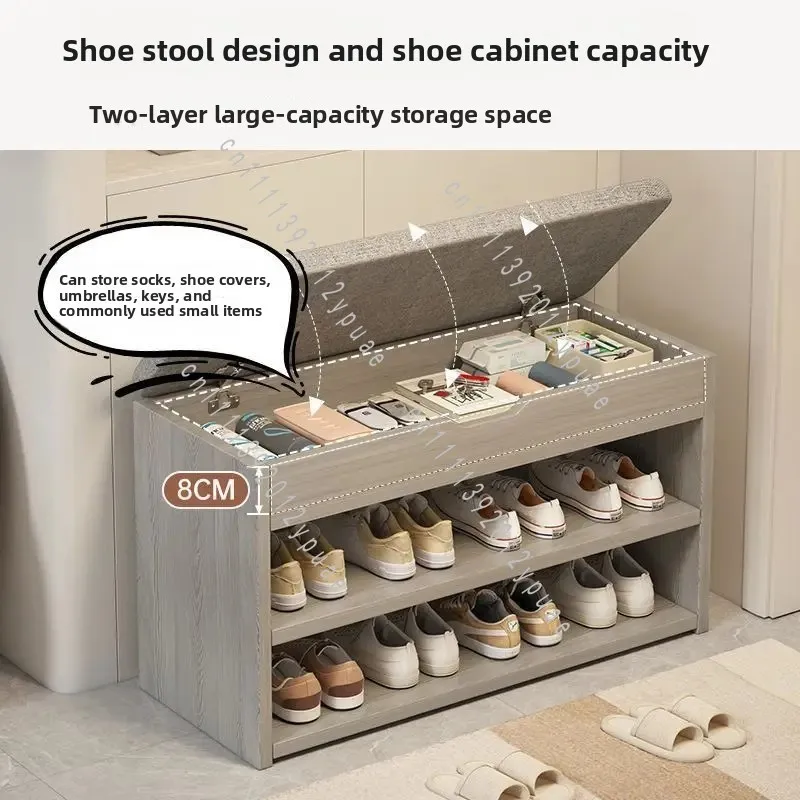 Light Luxury Italian Style Entryway Shoe Cabinet with Seat, Home Hallway Shoe Rack Shoe Changing Bench for Front Door Storage