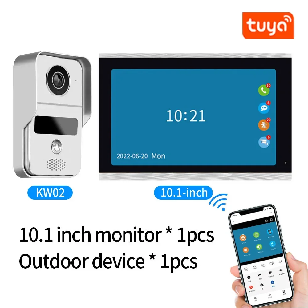 7 بوصة 1080P Tuya تطبيق ذكي IP POE فيديو إنترفون H.264 2.4G واي فاي فيلا الأشعة تحت الحمراء جرس باب يتضمن شاشة عرض فيديو