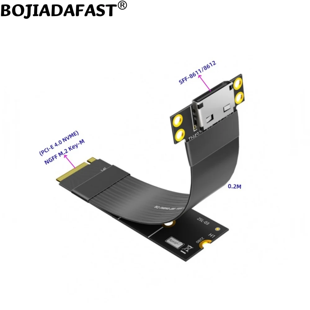 

Oculink SFF-8611 SFF-8612 Connector to 2280 NGFF M.2 Key-M NVME Adapter Card + Extension Cable 0.2M for SSD Graphics Card