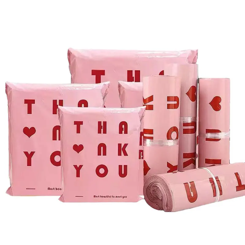 INPLUSTOP 50Pcs/lots Pink Courier Bags Thicken THANK YOU Plastic  Shipping Bags Self Seal Envelopes Post Clothing Mailing Pouch