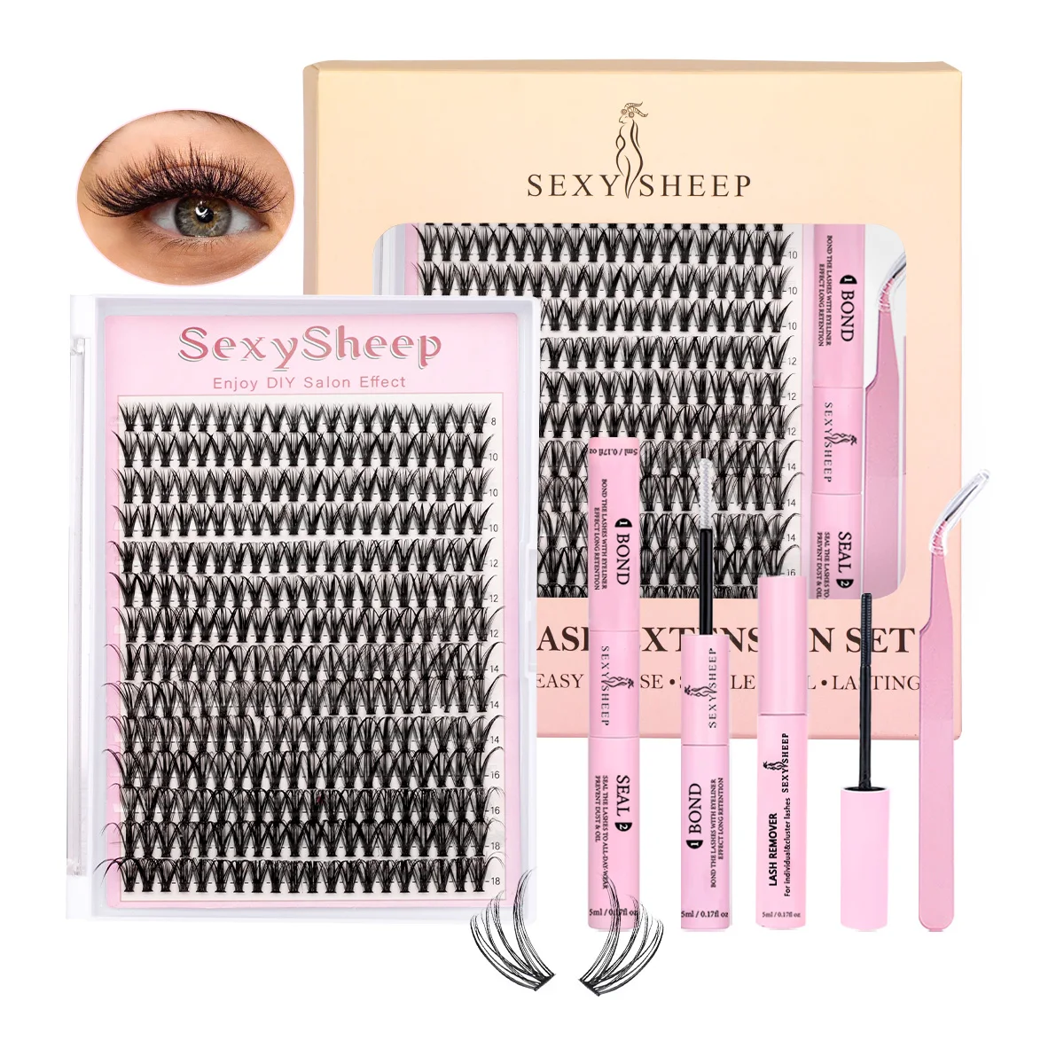 ISEEN لتقوم بها بنفسك لاش تمديد عدة لينة لاش الرموش الفردية عدة مع لاش السندات وختم وملاقط لاش مزيل الرموش