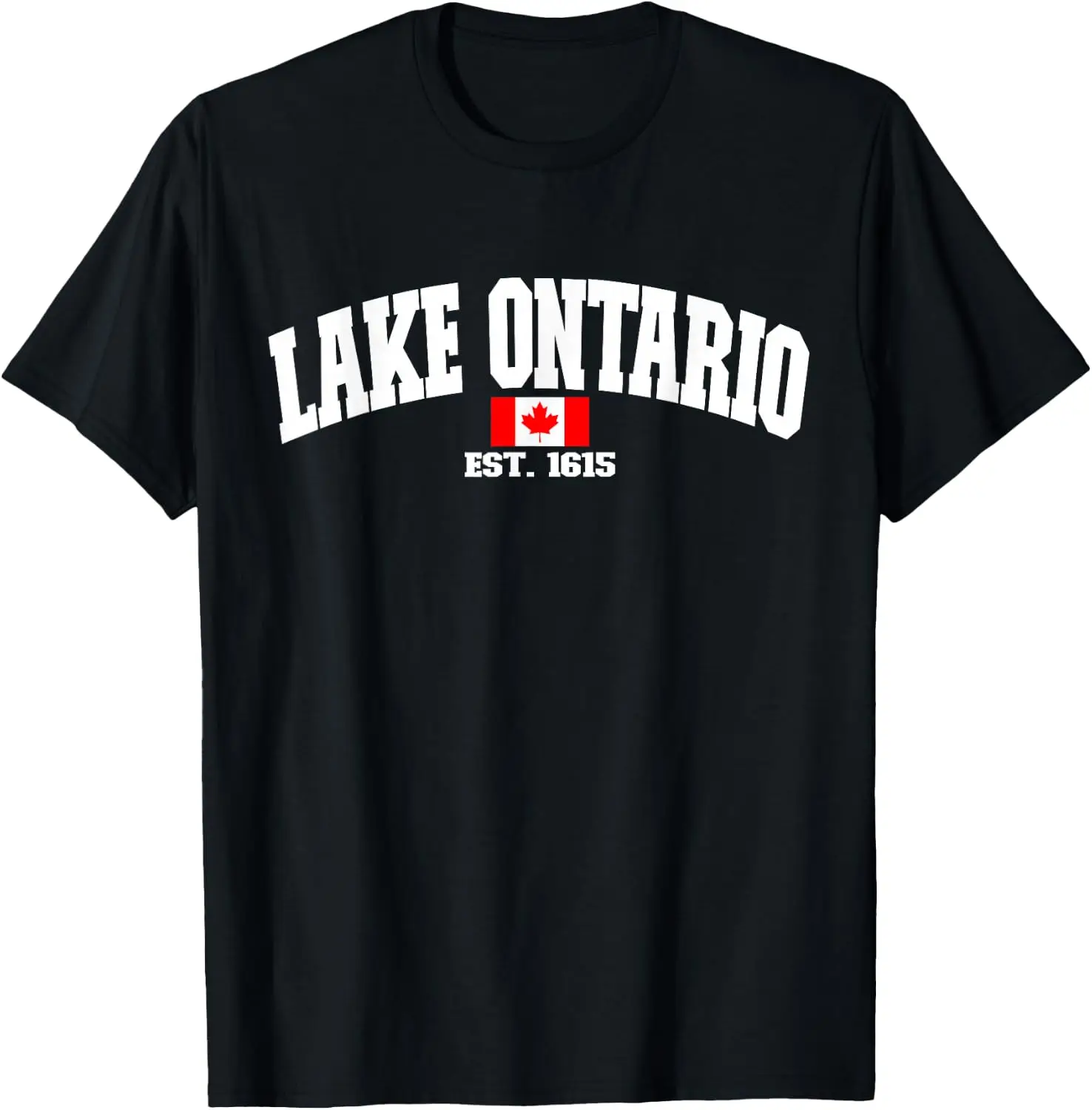 Lake Ontario Canada Flag Vintage EST 1615 Canadian Pride T-Shirt Cute Halloween Pumpkin Short-Sleeve Tee: Fun, Breathable, Pure Cotton, Stylish—Perfect for Sports, Lounging, or Casual Wear.