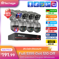 Techage 8CH 4K UHD 8MP PTZ POE Camera System Outdoor AI Human Detect Two-way Conversation CCTV Video Surveillance H.265 NVR Kit