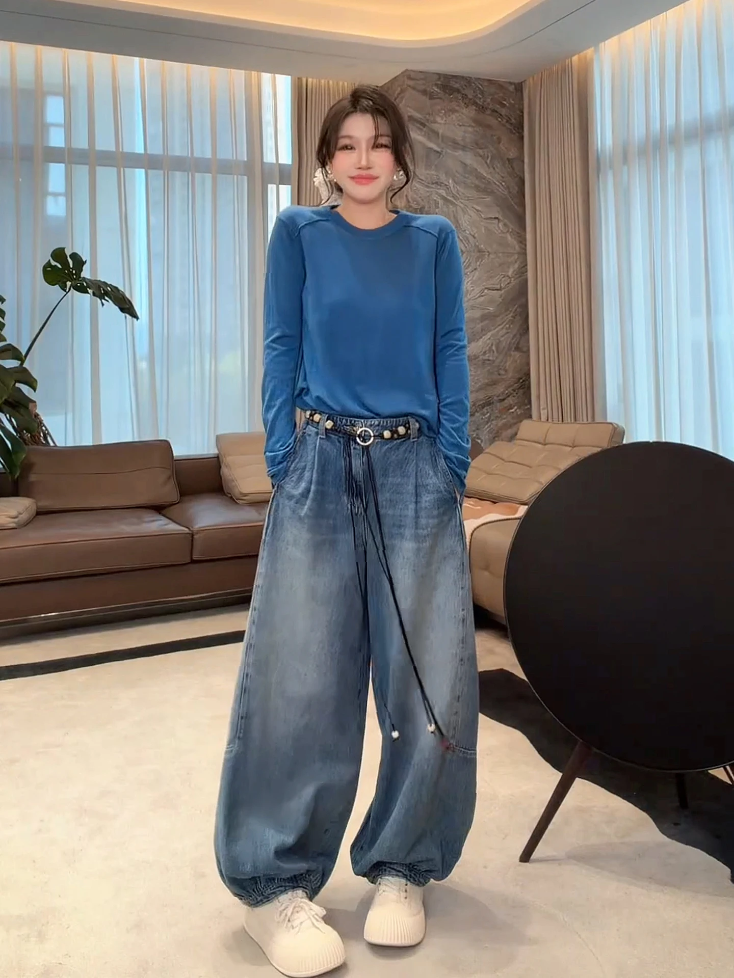 

Женская вязаная кофта Lao Yang's Personal ME Soft Candy: новая весенняя модель из шерсти, утонченный крой, модный дизайн, длинный рукав