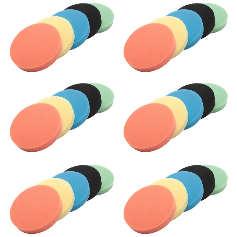 

30 шт., 6 дюймов (150 мм), плоская губка, светло-желтый, светло-желтый, набор полировальных подушечек, автомобильный полировщик