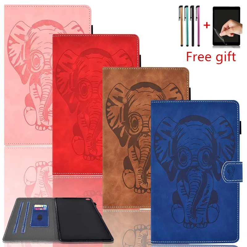 

Elephant Embossing case for Samsung Galaxy Tab A 8 T350 T355 Silicone back Cover for Samsung sm t350 Original case film + Stylus