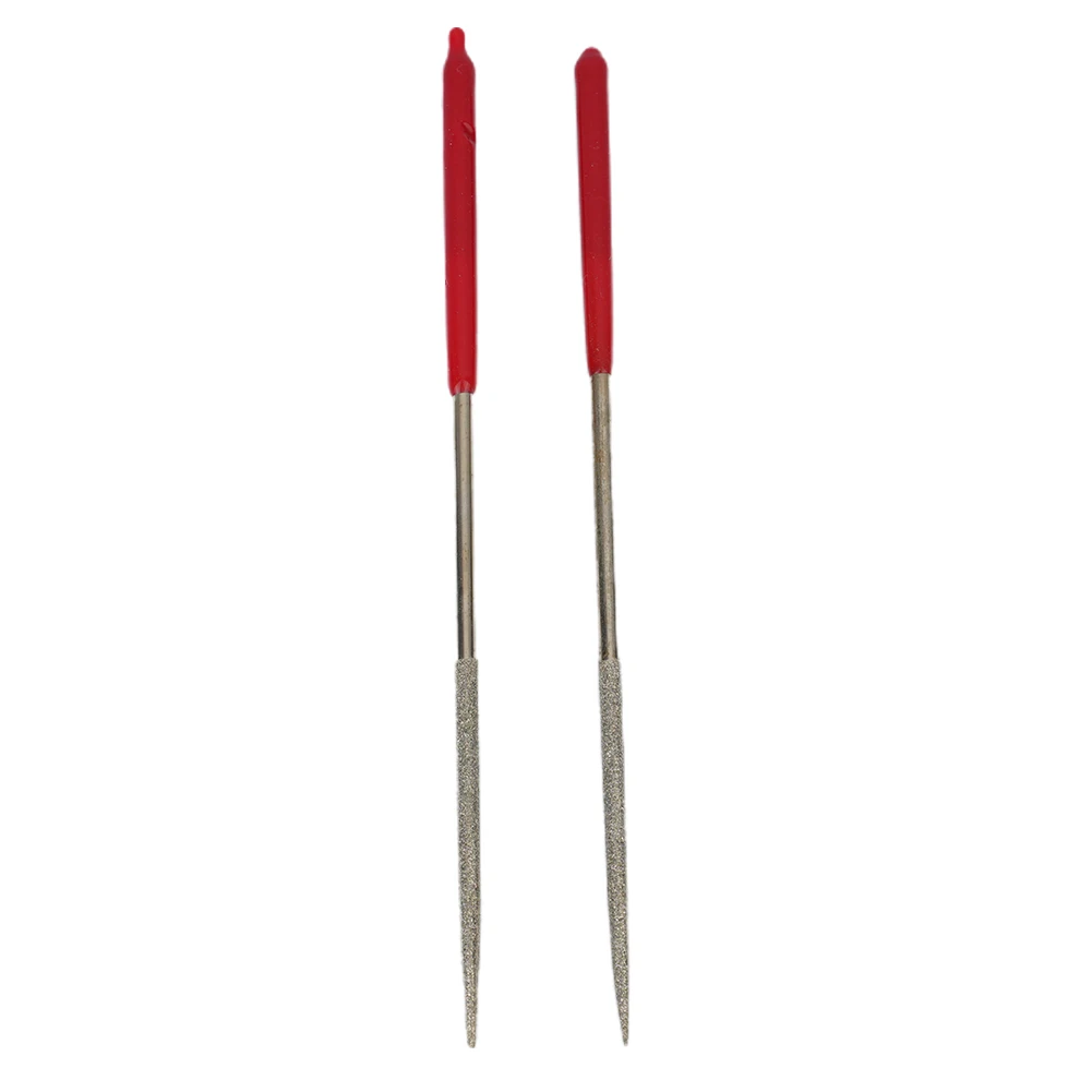

Needle File Diamond Files Industrial 2 Pcs 3 X 140 Mm Accessories Parts Round Silver Tone + Red Tool For Mechanics