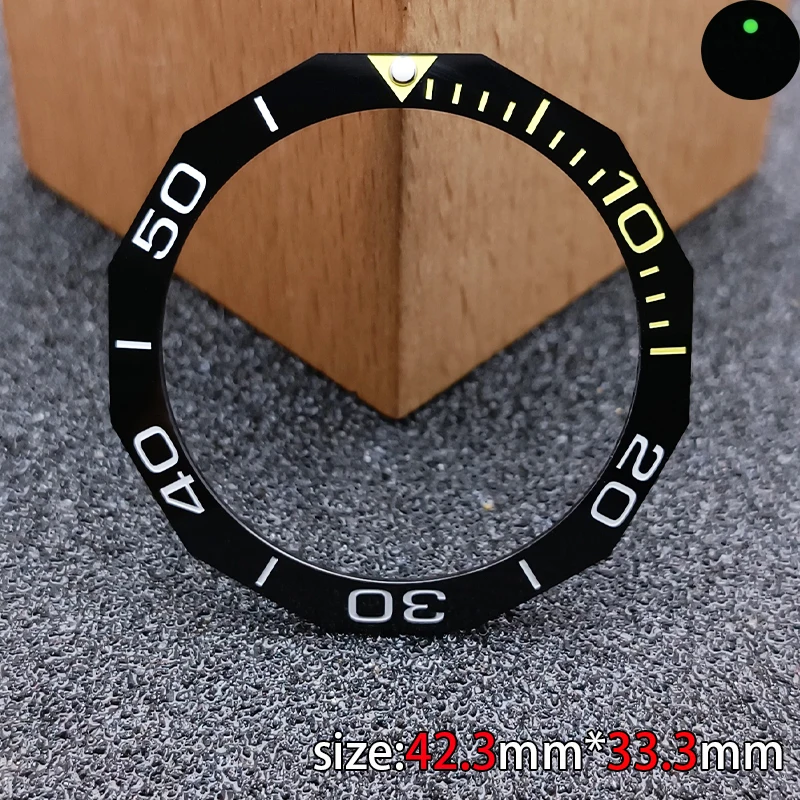 Tilted Cerâmica Bezel Insert Case, Prismatic Watch Parts, acessórios de alta qualidade, 42,3 milímetros * 33,3 milímetros