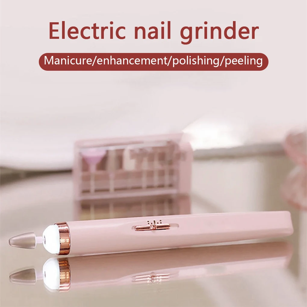 Electric Nail Drill Portable Handheld 200mAh Rechargeable USB Charging Adjustable Manicure Pedicure Grinder Mill