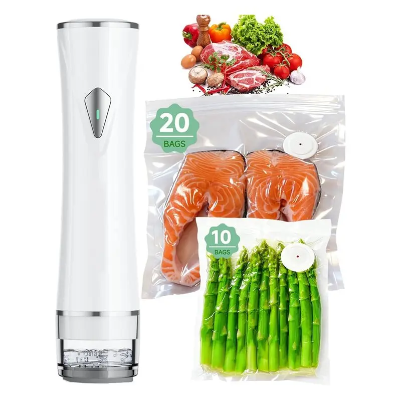 

【PASSIONE】Компактный портативный беспроводной вакуумный упаковщик для продуктов с 30 многоразовыми пакетами, мощная конструкция ручного аппарата