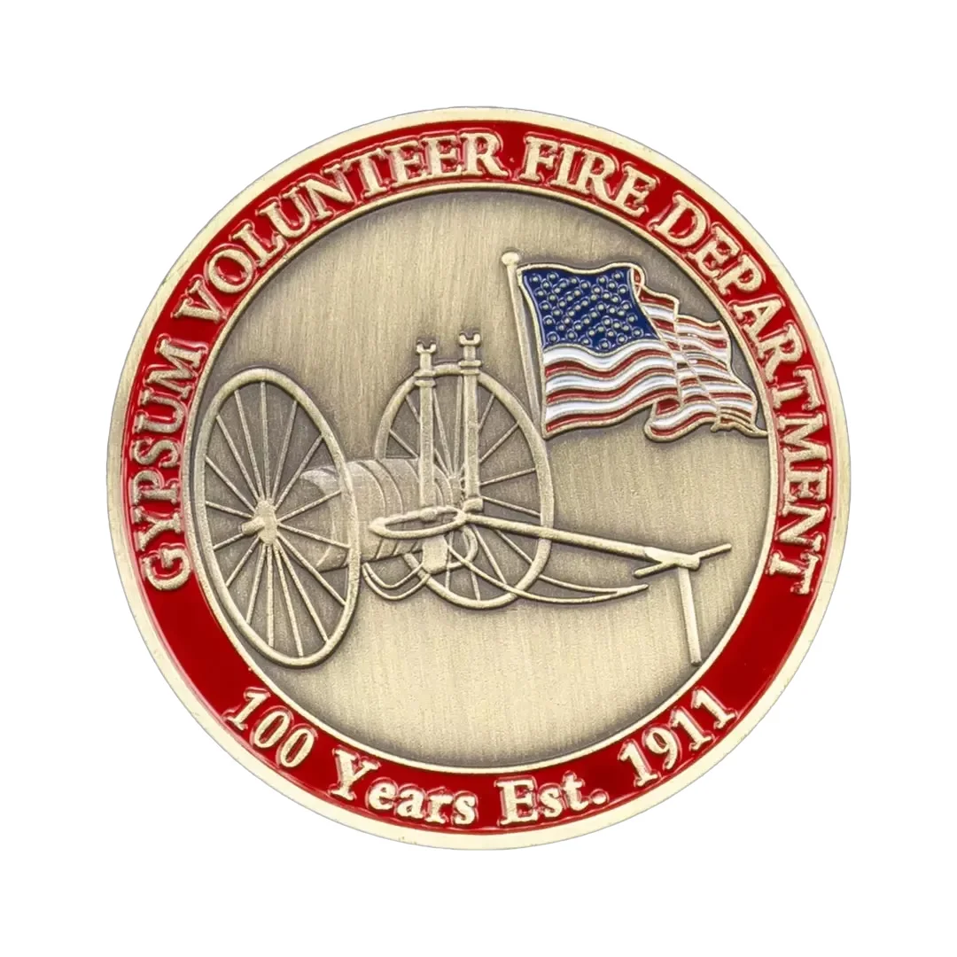 Gypsum Volunteer Fire Department Copper Plated Collectible Coin Basso-relievo Replica Souvenir Coins