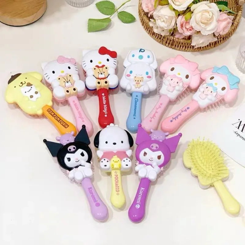 Sanrio Hello Kitty Kuromi My Melody Cinnamoroll Comb Girly Heart Student Air Cushion Massage Comb Anti-static Anti-knot Pochacco