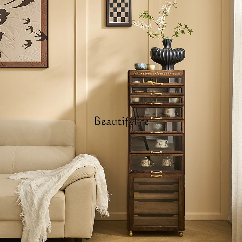 

North American Black Walnut Solid Wood Tea Set Cabinet Jewelry Storage Cabinet