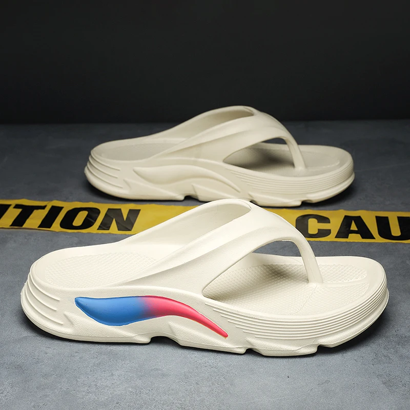 

Летние мужские тапочки, шлепанцы с мягкой подошвой, нескользящие мужские тапочки на толстой подошве, шлепанцы, домашние и уличные пляжные сандалии, простая обувь