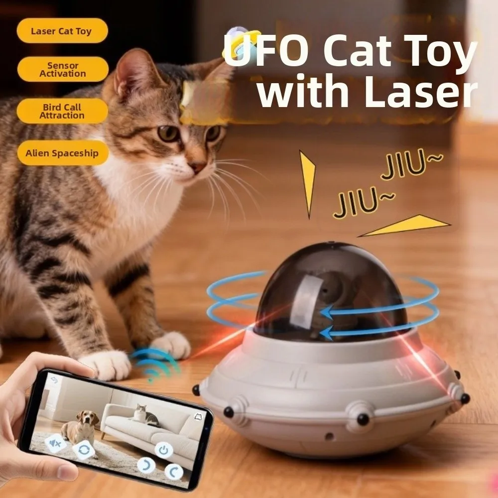 

USB Charging Smart Cat Toy Automatic Sounding Laser Cat Teasing Device Rotating Two Control Modes Interactive Cat Toy