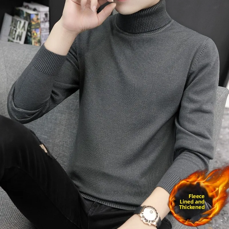 

Men's High Collar Thiened Knitted Sweater Comfortable mid Collar Faionable Warm Casual Long Sve Winter Spring Faion