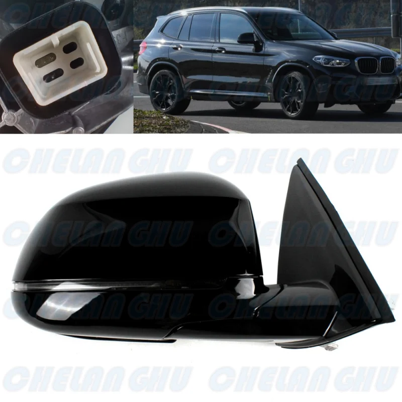 

For BMW X3 G01 G08 2018 2019 2020 2021 Right Side 5 Pins Black Painted Power Adjust Blind Spot Memory Power Fold Mirror Assembly