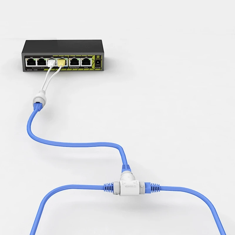 Y1UB POE Splitter 2-in-1 Netwerkbekabeling Connector Drieweg RJ45 Connector voor Beveiligingscamera Installeren accessoires