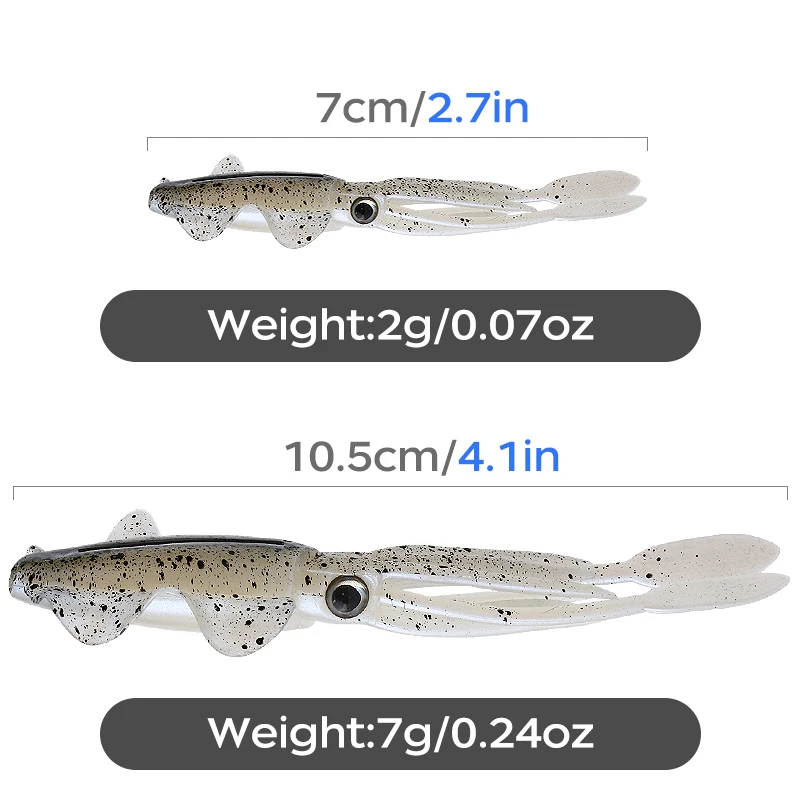WEIHE 5-teiliges Set Tintenfisch-Köder Mehrfarbige Kleine Tintenfisch- und Oktopus-Köder zum Angeln Sortierte Bunte Achtarmige Tintenfischköder – Detail 8