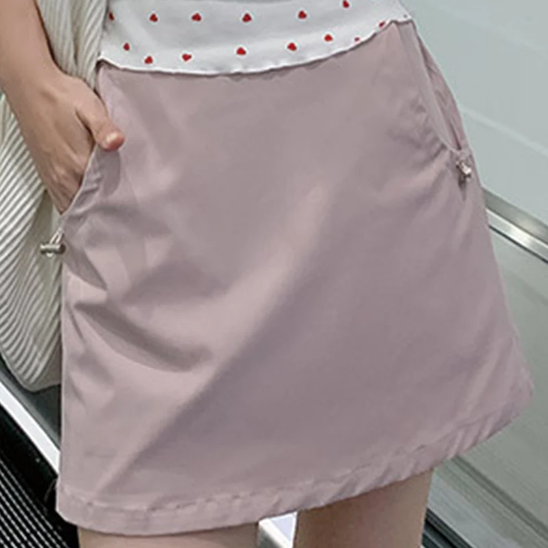 Summer Screw Thread Quick Dry Skirts for Women 2025 Pocket Solid A-Line Dresses for Woman Bodycon Workwear Skirt Women