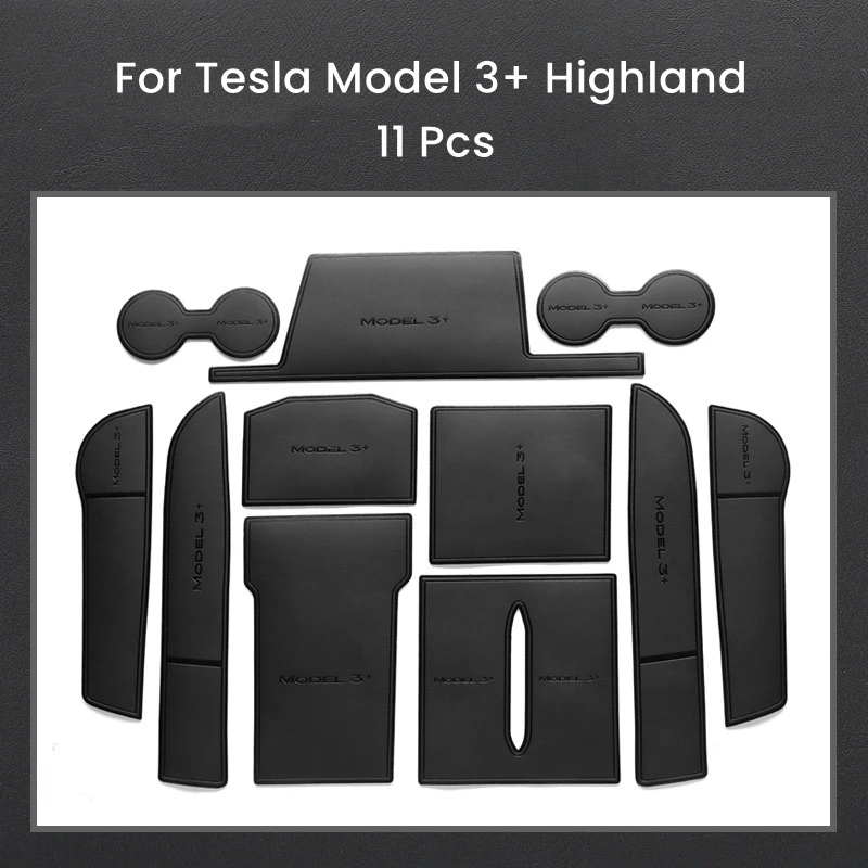 Gate Slot Cup Mat For Tesla Model 3 Highland Leather Door Groove Mat Cortex Door Pad Water Coaster Anti-dirty Pad Accessories