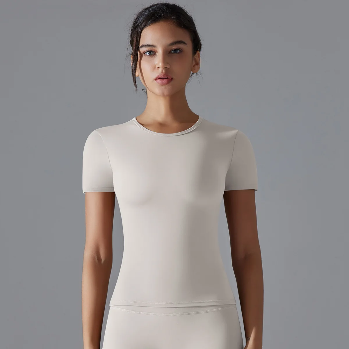 

Yoga Vest Training Fitness Top Windproof Running Suit Solid Colour Cycling Fitness Quick Dry Women's Sweatshirt T-shirt