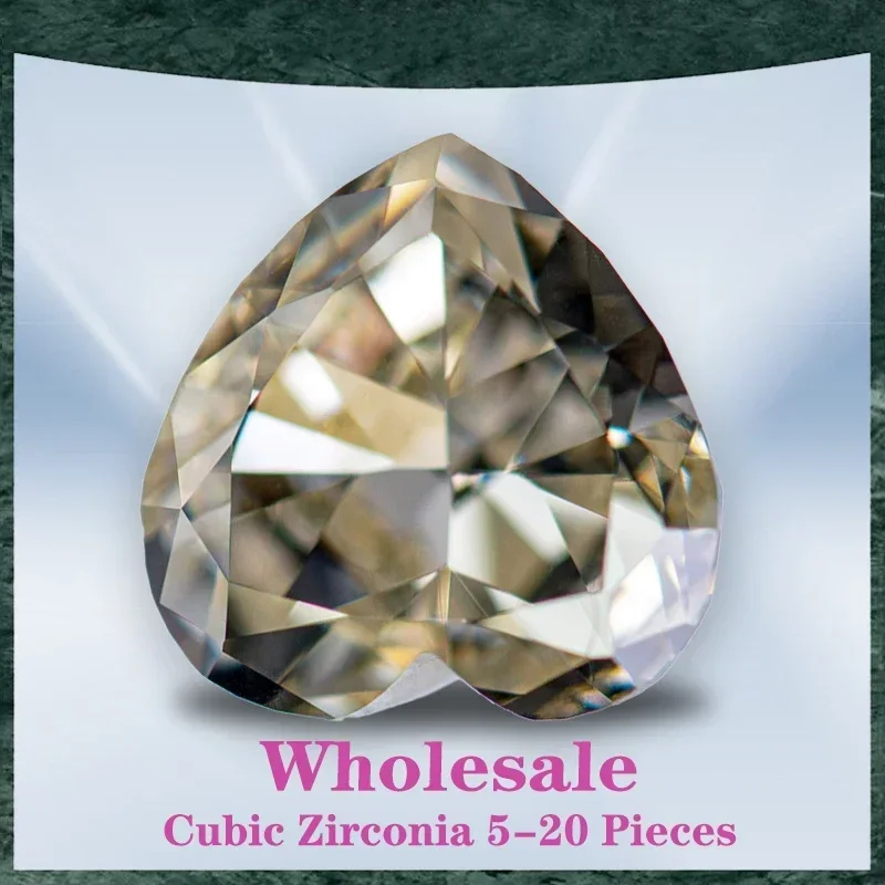 

L-TOP Cubic Zirconia Wholesale No Certificate Crushed Ice Cut Heart Shape Light Yellow Color Charms Beads for Diy Jewelry Makin