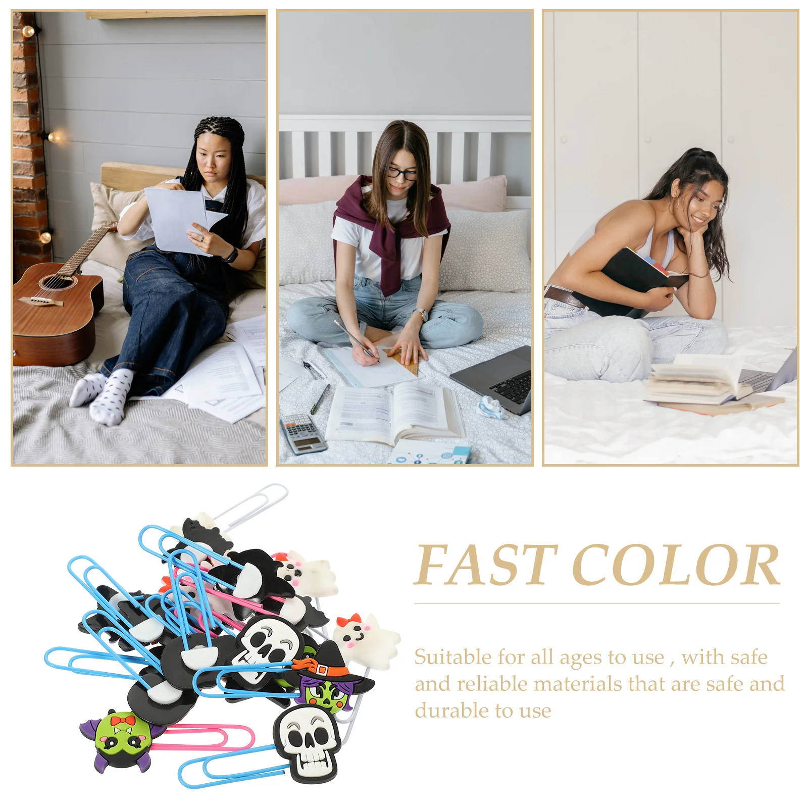 20Pcs Halloween Bookmark Gift Collection Featuring Spooky Elements Reusable Book Marking Clips for Party Favors Holiday Decor