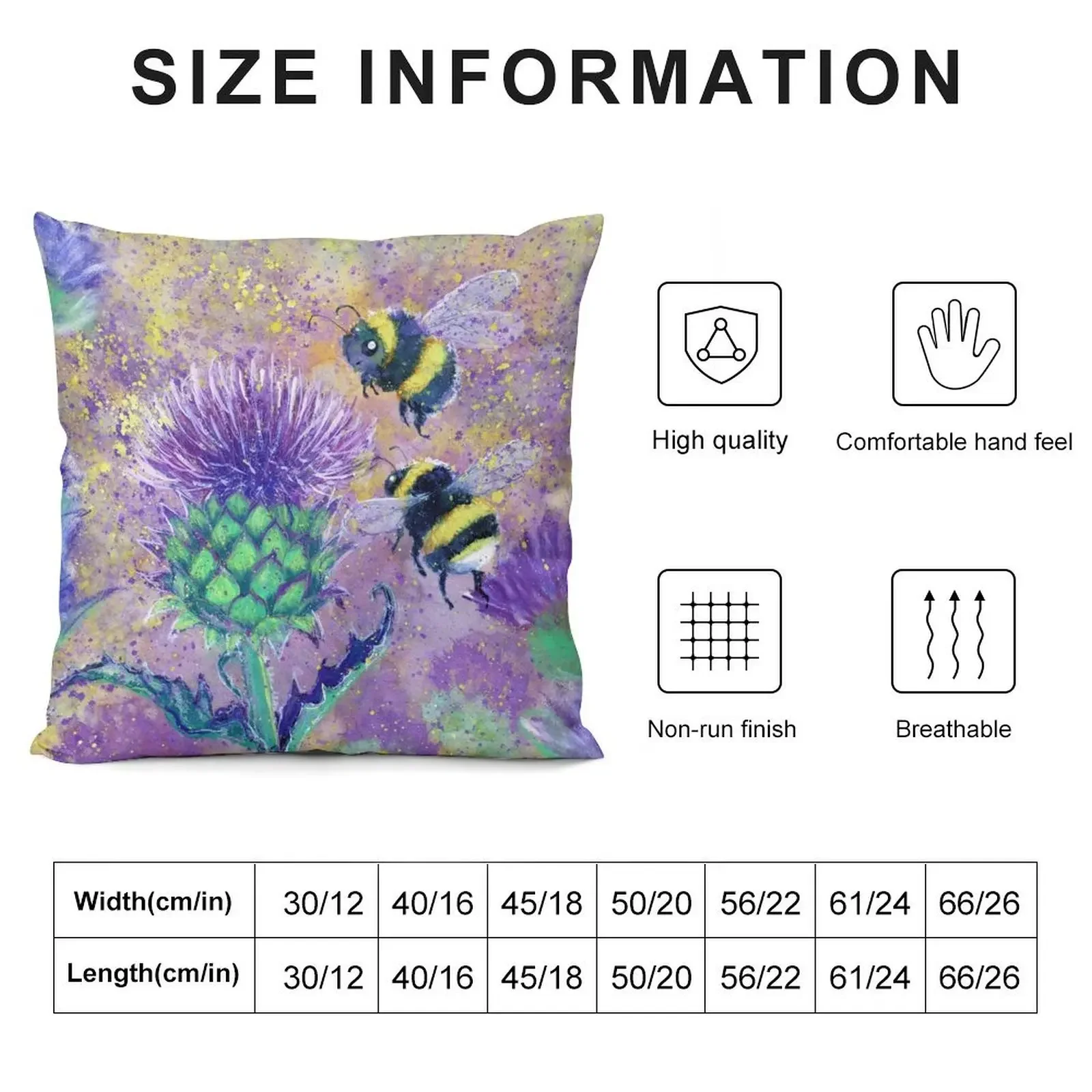 Happy Bees and Thistles painting by Laura Rispoli Throw Pillow Cushions Cover bed pillows pillow