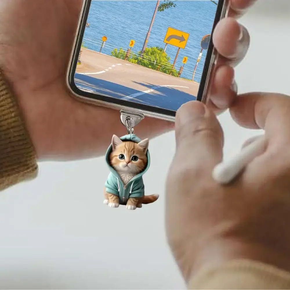 새로운 귀여운 휴대폰 먼지 방지 마개, 귀여운 고양이 모양 충전 포트 플러그, 고양이 먼지... - 1