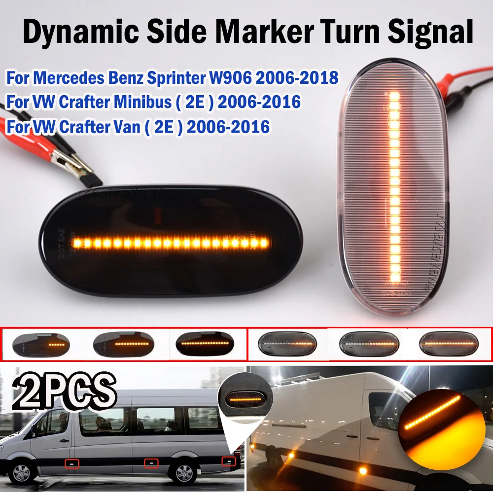 New Lamp Dynamic LED Side Marker Light For Mercedes Benz Sprinter W906 2006-2018 For VW Crafter Minibus 2006-2016 Car Styling