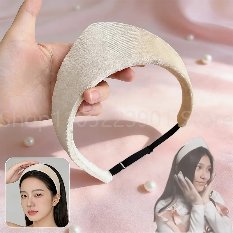 

Широкая повязка на голову, регулируемый нескользящий обруч для волос, женская мода, однотонный аксессуар для волос, повседневный головной убор для вечеринок