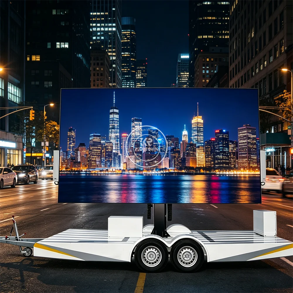 Mobile LED Display Advertising Trailer Full Color Digital Billboard Trailer For Outdoor Media And Commercial Advertising Use