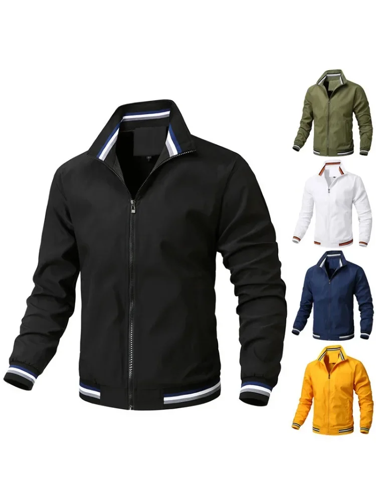 

Тонкая модная стильная новая куртка-бомбер для мужчин, легкий дышащий кардиган с воротником-стойкой, весенне-осеннее ветрозащитное пальто