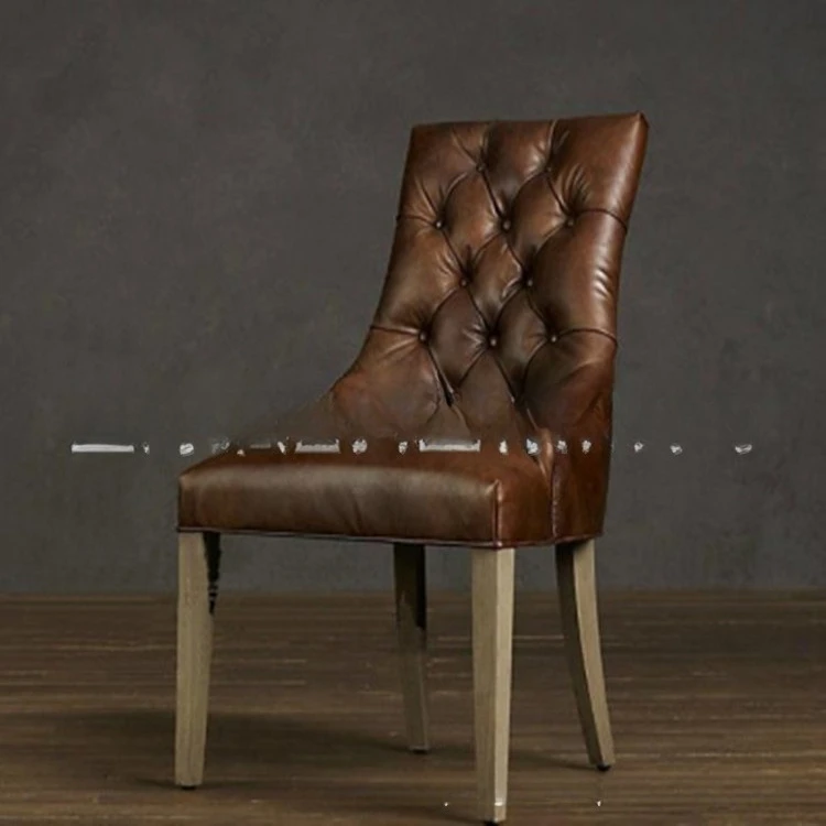 American solid wood sofa chair, simple and modern household log cloth art buckle single negotiation chair