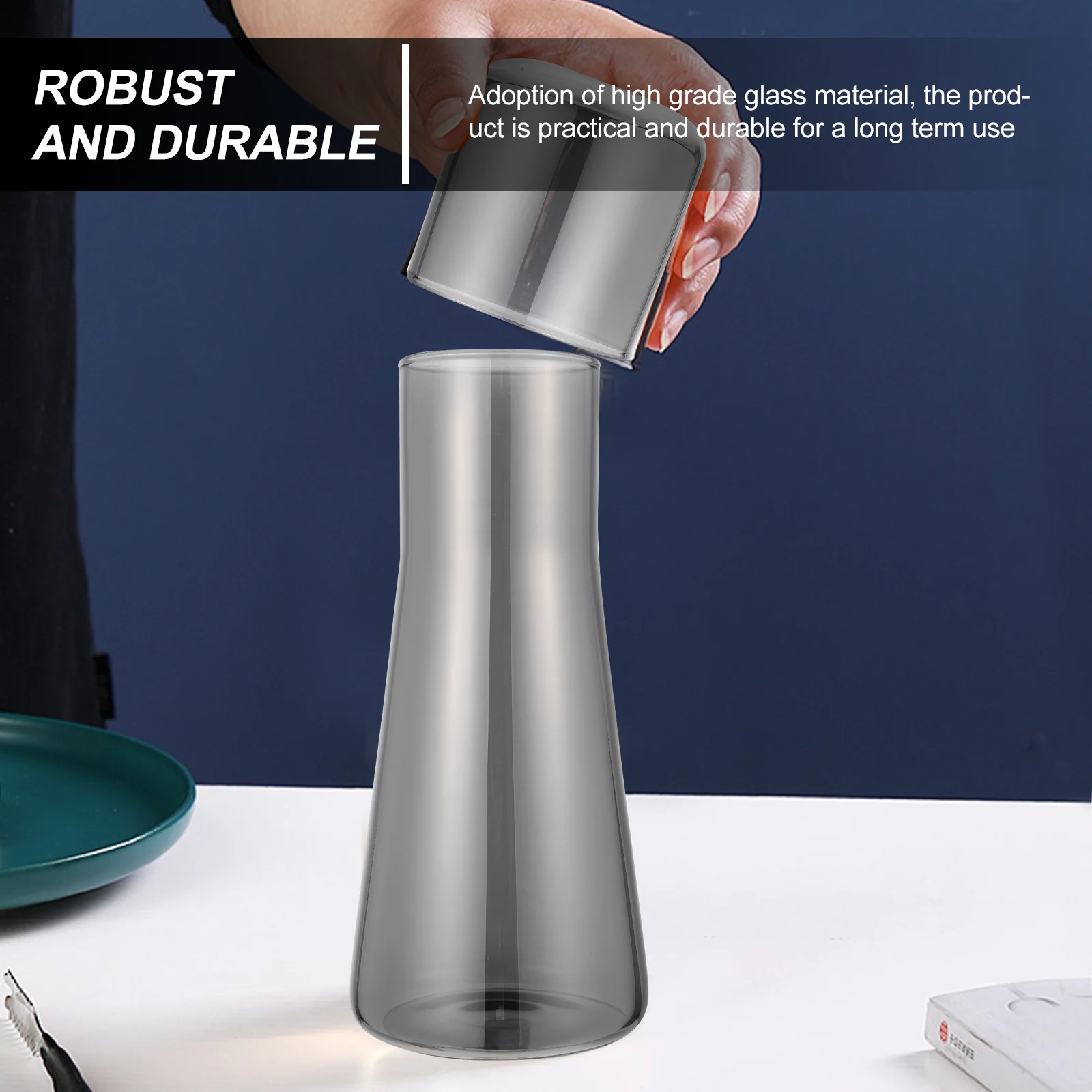 

1Set Thickened Glass Water Bottle Cold Water Jug Large Capacity Beverage Holder for Party Office Beverage Holder