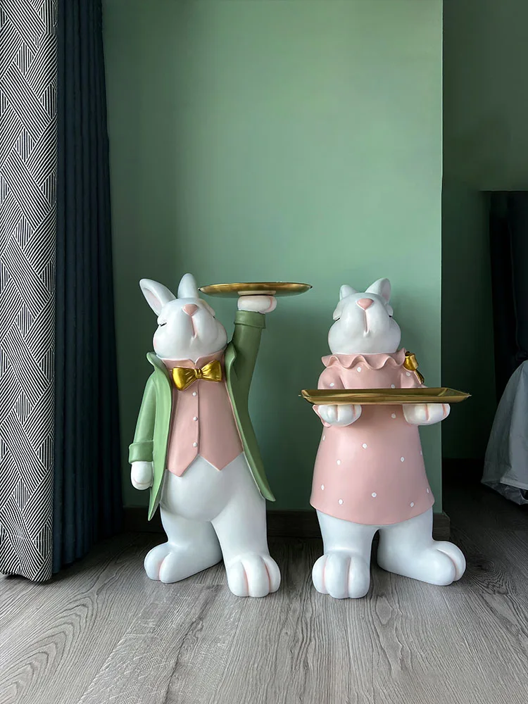 

Nordic Home Decor Rabbit Statue Room Decor Large Floor Resin Craft Sculpture Home Decoration Indoor Accessories Animal Figurine