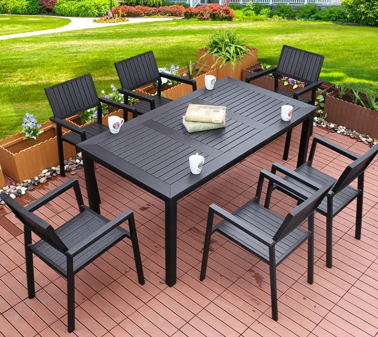 outdoor furniture bistro teak garden set stackable dining aluminium metal plastic wood table and chairs