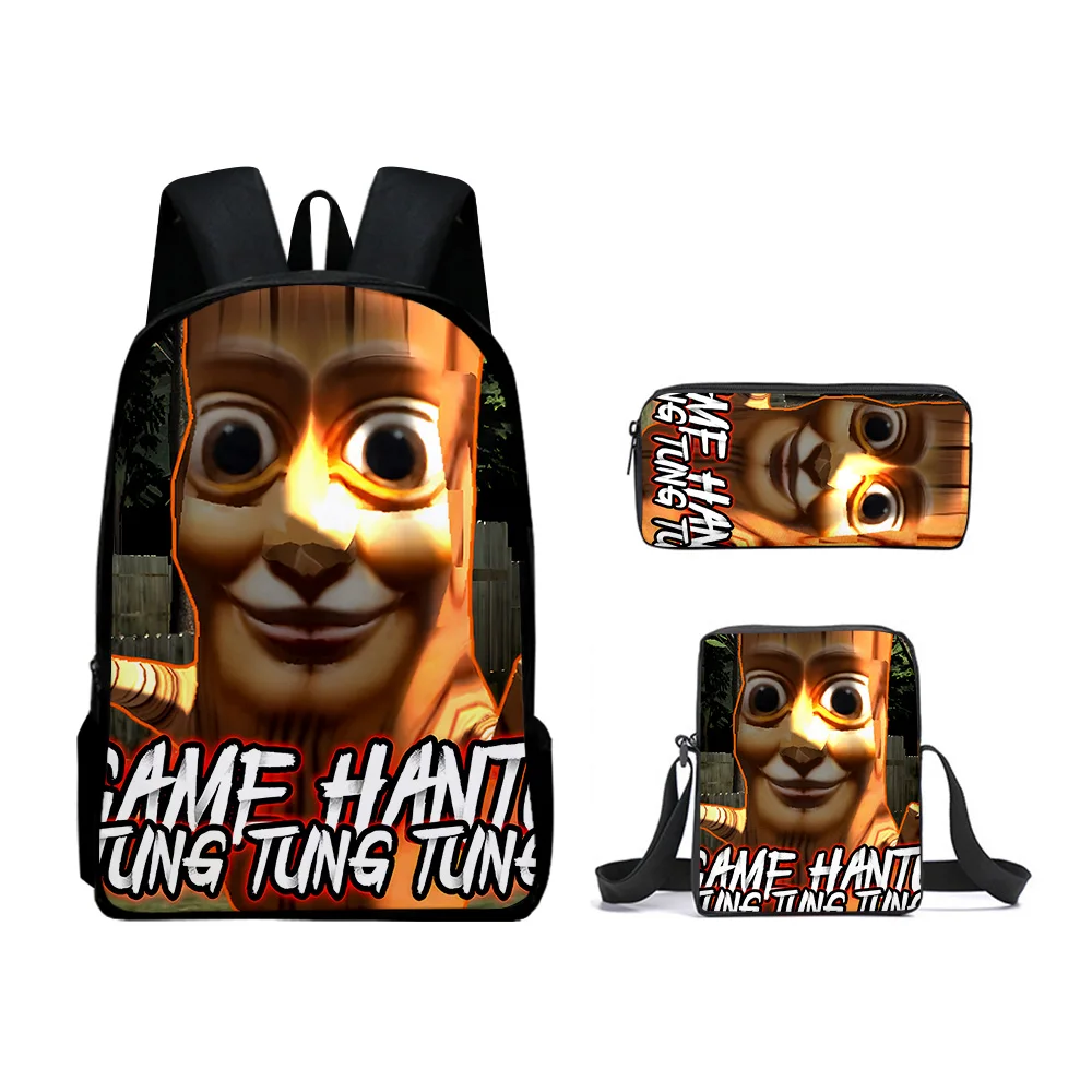 

Popular Youthful Novelty tungtungtung 3D Print 3pcs/Set Student Travel bags Laptop Daypack Backpack Shoulder Bag Pencil Case