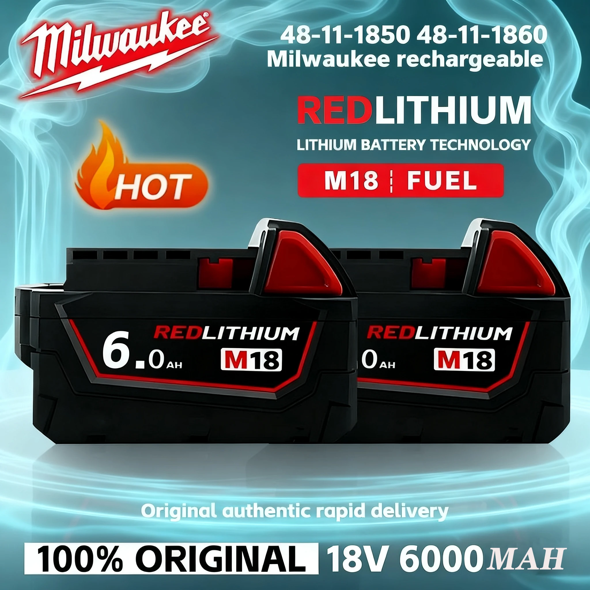 

6.0Ah M18B6 8.0Ah M18HB8 Compatible 48-11-1850 48-11-1820 48-11-1852 48-11-1828 Milwaukee M18 18V electric drill Tools Battery