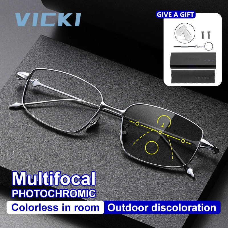 

VICKI Ultra-light Semi-titanium Men's Glasses with Customizable Prescriptions Anti-blue Light Protection Multifocal Lenses A-707