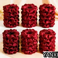 1/60/100/12/24pcs wine red Satin Hair Scrunchies Set For Women Elastic Ties Suitable Ponytail Casual Accessories Headwear Cute - Image 4