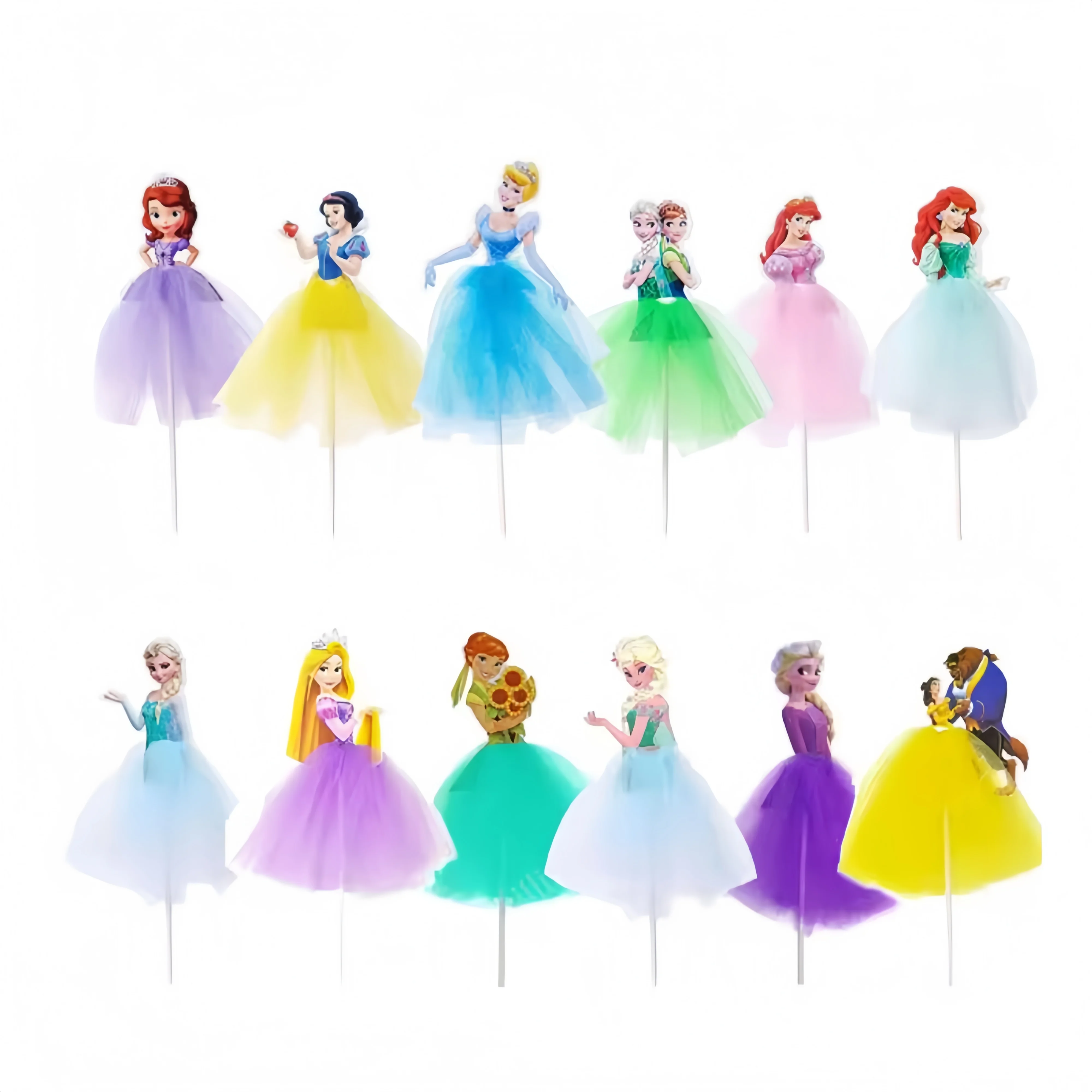 أغطية كب كيك الأميرة المجمدة سندريلا إلسا سنو وايت كعكة توبر زينة لاستحمام الطفل الفتيات لوازم حفلات أعياد الميلاد