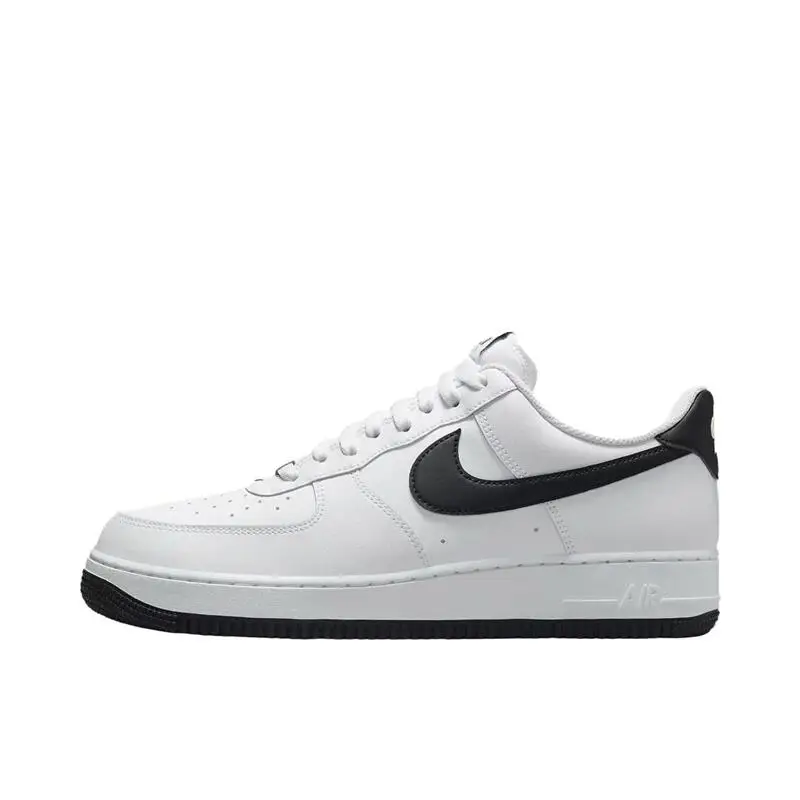 Nike Air Force 1 White Black Men's and Women's Silver Comfortable Breathable Thick Sole Wear Cushioned Sports Casual Dad Shoes