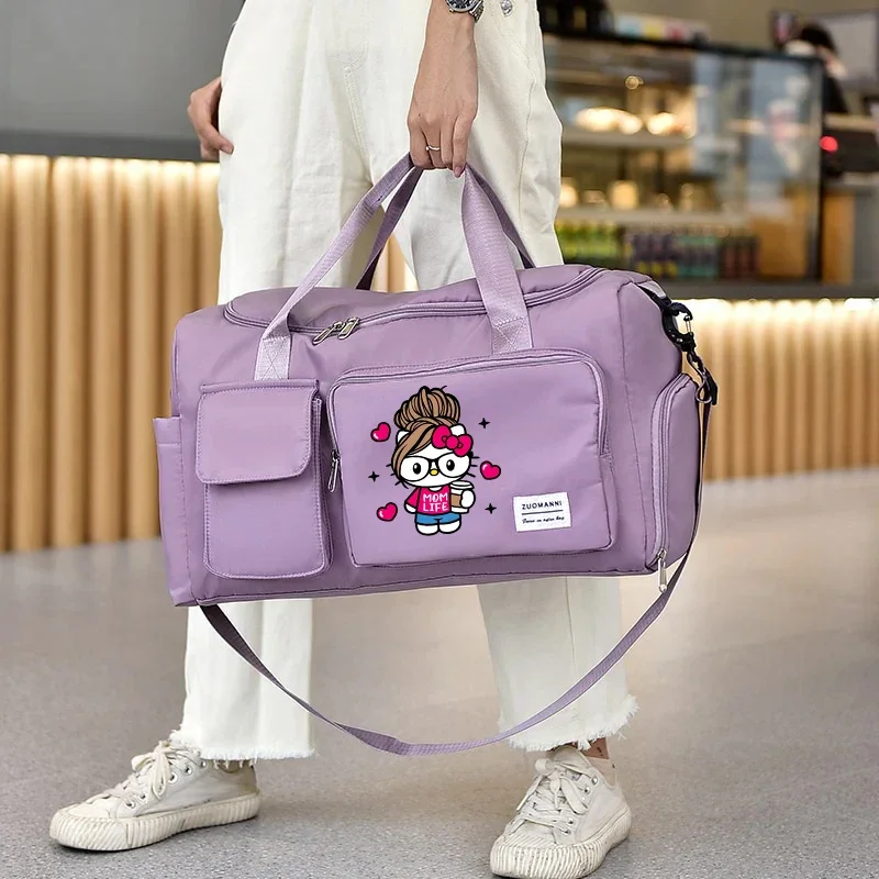 Kuromi Sanrio Women Travel Bag Kawaii Cartoon Men Waterproof Gym Sport Bag Fitness Handbag for Men Storage Bag Shoulderbag Gift