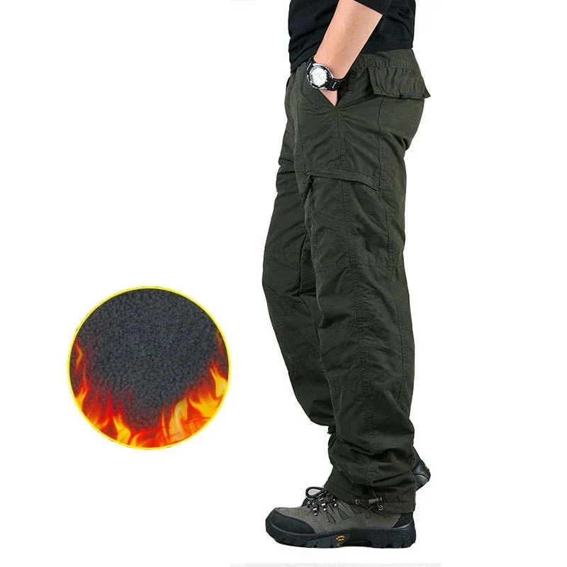 Warm Winter Fleece Pants Tactical Cargo Pants Classic Outdoor Hiking Thicken Joggers Pant Multi Pocket Trousers