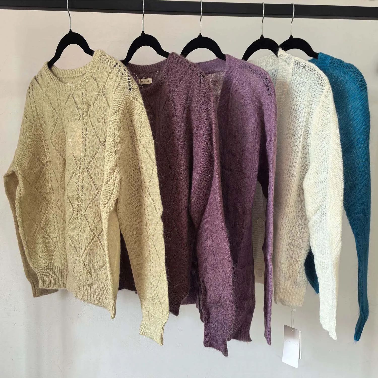 

Пушистый мохеровый шерстяной свитер, женский свободный вязаный легкий джемпер S